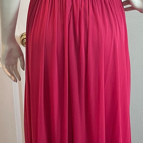 NWT Long Fushia Pink One Shoulder Brooch Lined Dress XL - Picture 7 of 10